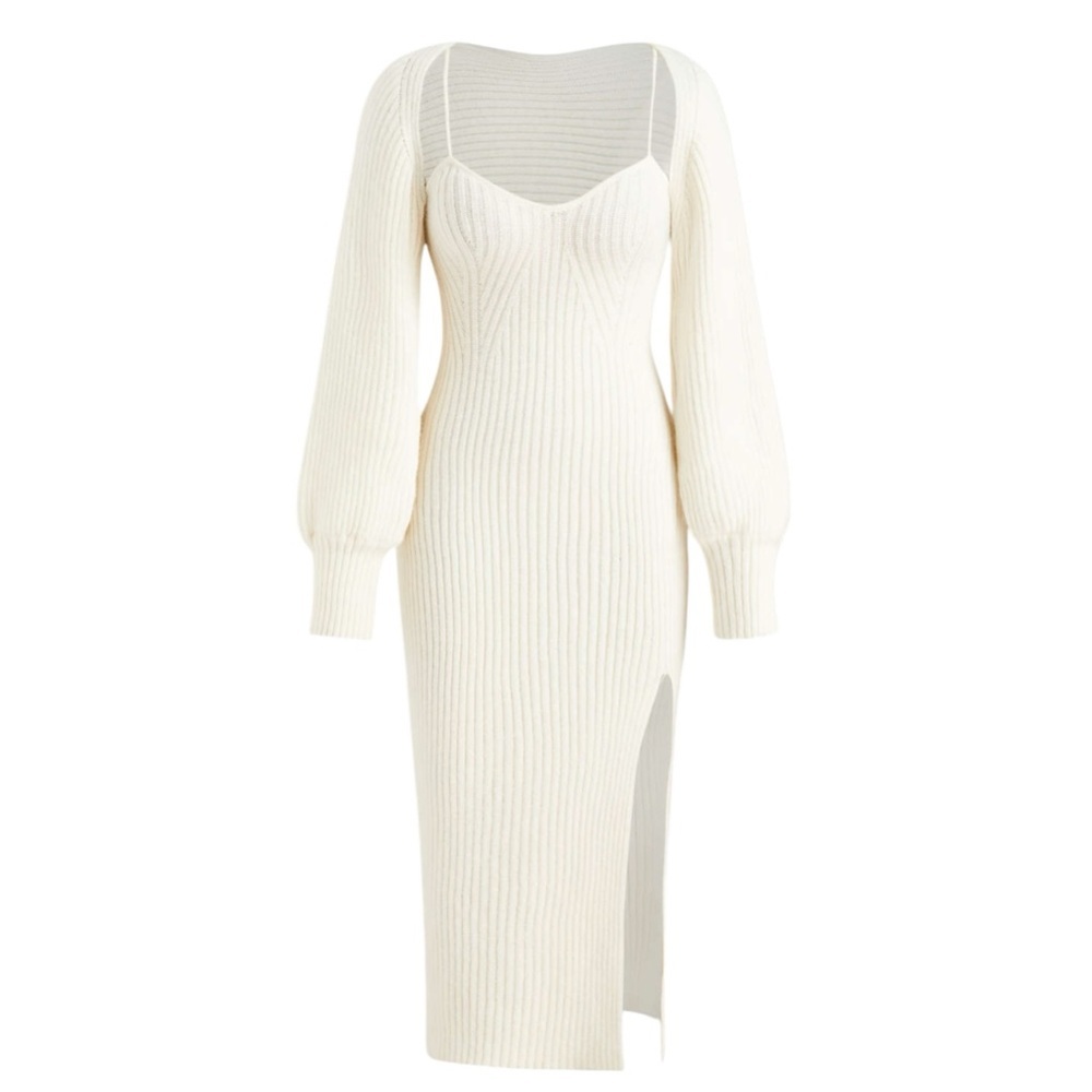 Elegant Cream Knit Dress